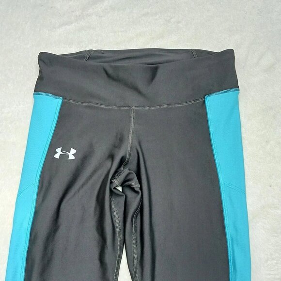 Under Armour Women&#039;s Heat Gear Grey Turquoise Compression Leggings Size XL - Picture 2 of 15